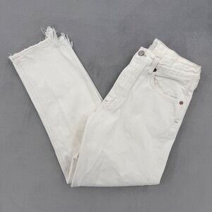 Agolde 90s Pinch Waist High Rise Straight Leg White Distressed Jeans Women's 25